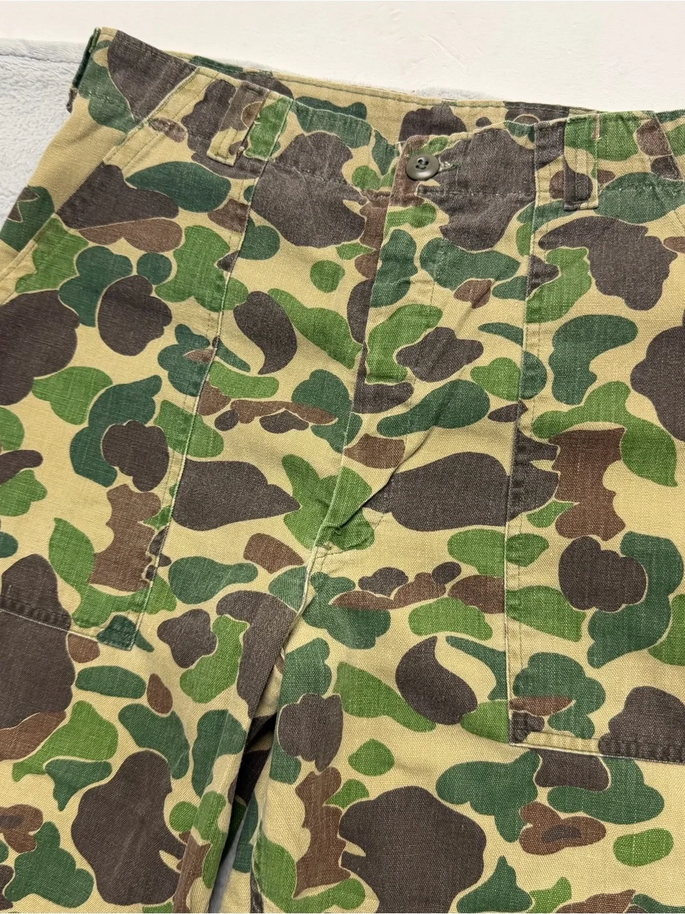 Vintage 60s 70s Duck Hunter Camo Pants Ideal Zip Frogskin Hunting 33x29